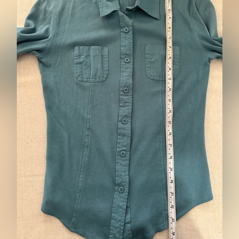 Rafaella Teal Button-Down 100 Percent Cotton Shirt Size Small - Picture 8 of 11